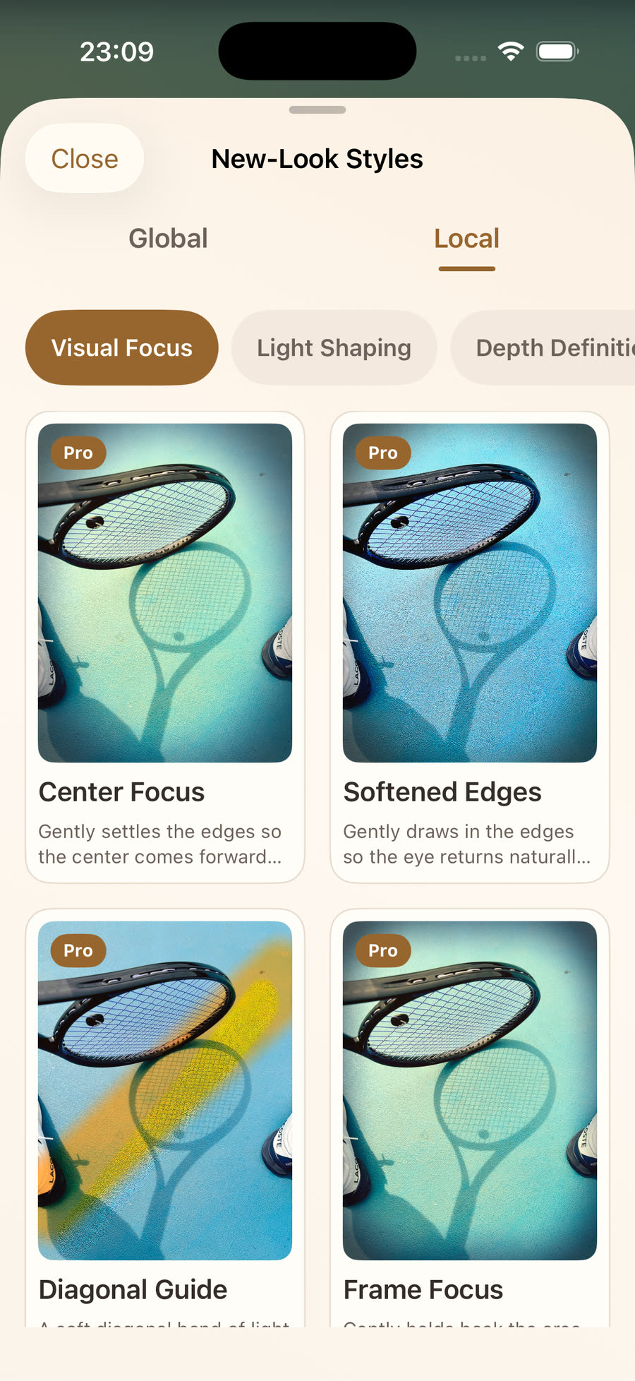 Mementide curated looks and intensity controls